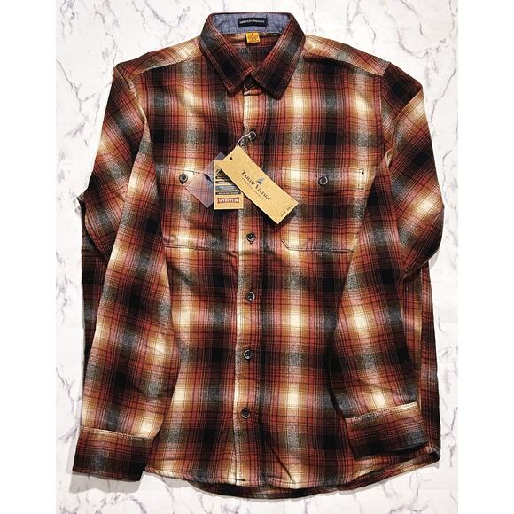NWT Tailor Vintage Luxe Performance Stretch Plaid Flannel Shirt Small - Picture 1 of 8